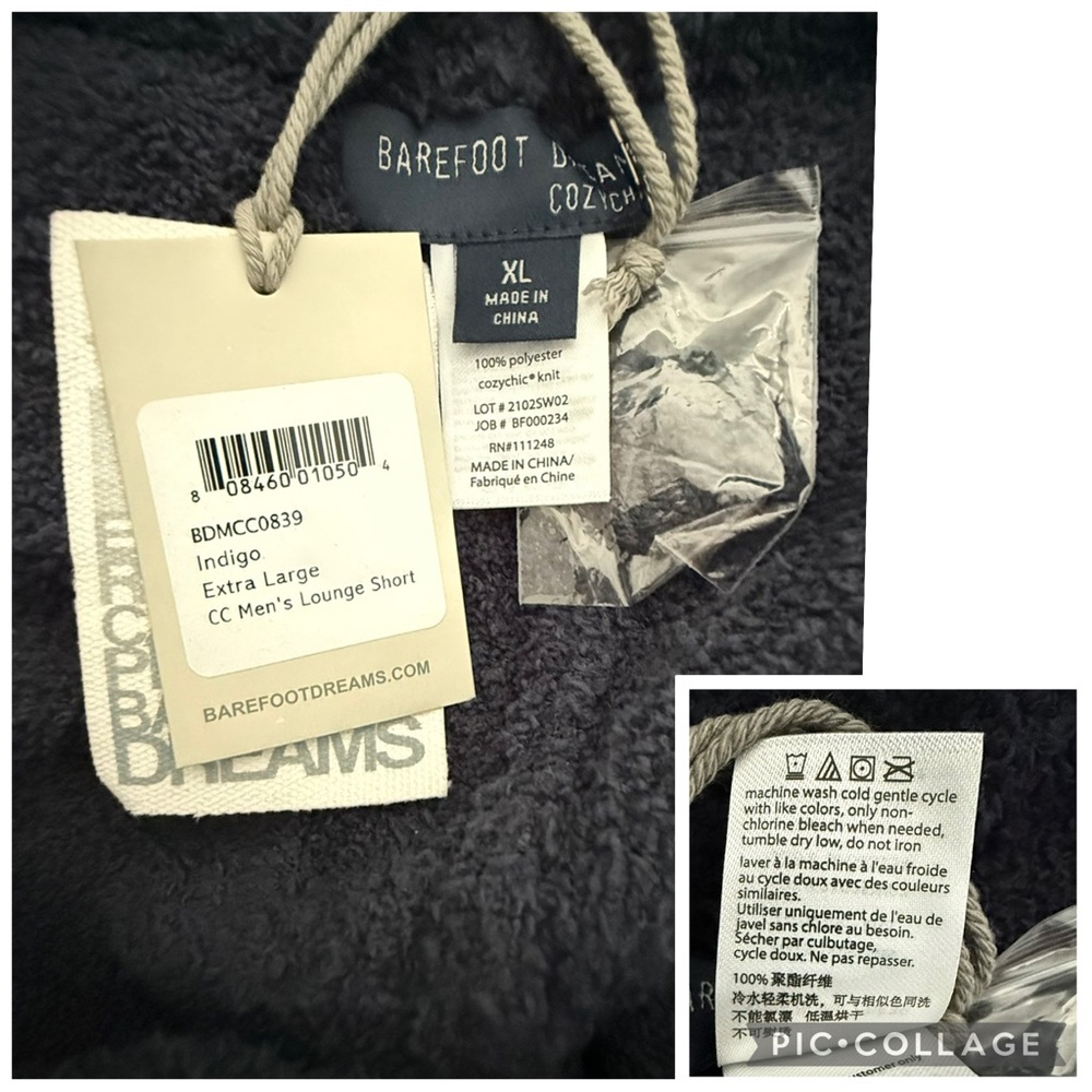 NEW Barefoot Dreams Men’s Cozy Chic Lounge Shorts Indigo Blue XL - Picture 6 of 6